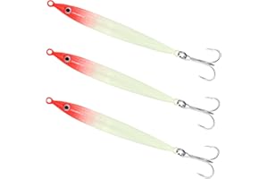 Alwonder 3pcs Sea Fishing Spinner Lure 10g-40g Colorful Laser Jigging Spoons with Treble Hooks, Sea Fishing Lure Long Casting Jig for Mackerel Cod Bass Pike