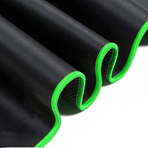 Anti-Rutsch Computer Gummi Mousepad Mousemat Gaming Mäuse Mauspads Matte für PC Laptop – Schwarz mit Grün-Rand, 300 * 700 * 2mm - 2