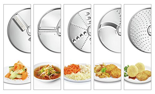 Bosch MUZ5VL1 Lifestyle Set VeggieLove mit Durchlaufschnitzler inklusive 3 Scheiben mit Asia-Gemüse-Scheibe und Kartoffelpuffer-Rösti-Scheibe für Küchenmaschinen MUM5 - 9