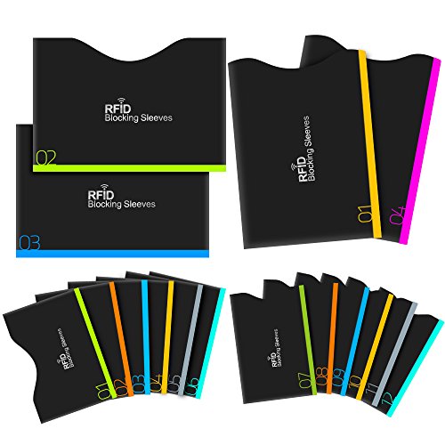 Protezione RFID, Aerb 16-Pack RFID blocco carta di Credito/Debito e protezione Passaporto - Isolamento del chip RFID senza contatto e protezione NFC [12 blocco carta di credito e 4 blocchi passaporto]