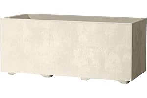 ‎KREHER Kreher XL Pflanzkasten Millennium in verschiedenen Formaten und Farben. Tolle Naturstein Optik in Braun, Beige, Anthrazit oder Grau! Aus robustem Kunststoff! (100 Liter (rechteckig) Beige)