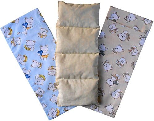 WARMING CRIB BAG FOR BABY "TEDDY" – 36x15cm – Interior bag and two washable covers 100% cotton – To heat in the microwave – Filled with 400g of organic cherry bones