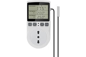 KETOTEK KT3100 Termostato Digitale Presa Terrario Regolatore di Temperatura Spina di Uscita 230V 16A Riscaldamento Raffreddamento Termostato Regolatore