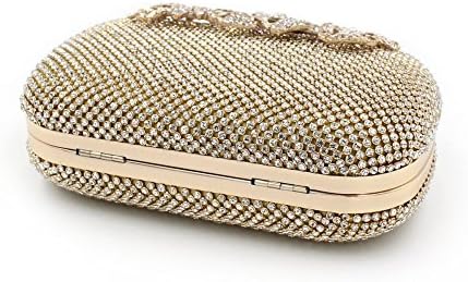 Unique Clasp Gold Diamante Crystal Diamond Evening bag Clutch Purse Party Bridal Prom