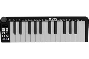 M-VAVE Mini-Tastatur mit 25 Tasten - Professioneller Beat Maker und Keytar für Keyboard Musikproduktion Builtin Battery Wireless Connect Schwarz