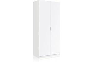 duehome | Armario Ropero 2 Puertas, Armario Habitación, Dormitorio, Modelo Astra, Acabado en Color Blanco Soft, Medidas: 81 cm (Ancho) x 180 cm (Alto) x 52 cm (Fondo)