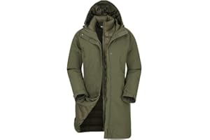 Mountain Warehouse Alaskan 3 en 1 para mujer Chaqueta larga y acolchada para mujer, abrigo impermeable de trekking, chaqueta de invierno ligera y hasta los pies