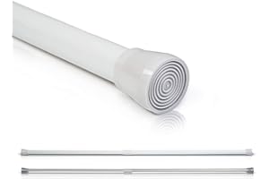 Springreen Teleskopstange - Ausziehbare Universal Duschvorhangstange Gardinenstange Klemmstange Spannstange - Duschstange, Rod zum Klemmen ohne Bohren (Weiß, 70-120 cm)