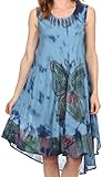 Ärmelloses Kleid mit gestickten Schmetterling, entspannte Passform und weichen Bindungsfärbung Baumwollstoff in schönen Farben.