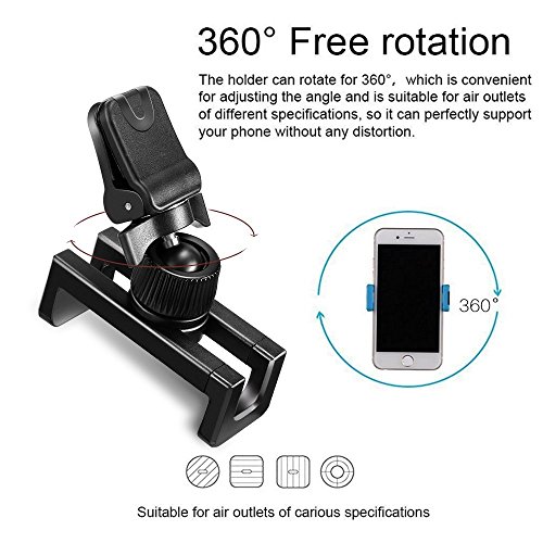 SKYEE Supporto Auto Smartphone Con Pinza, Universale Porta Cellulare Auto fissa sui Bocchette d'Aria con Rotazione di 360 Gradi Supporto Telefono Auto per iPhone X/8/8 Plus, Samsung S8 ecc