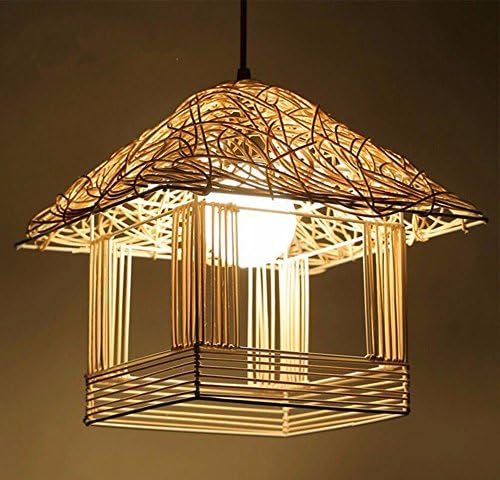 LighSCH Pendant Light Chandelier The American Style An Idyllic Wicker Wood Small House 30*28Cm