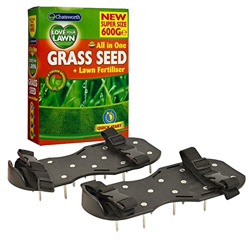 Preisvergleich Produktbild Eden Spikes Schuhe für Belüften Rasenflächen – Paket enthält Spikey Schuhe und Gras Samen & Dünger Bundle