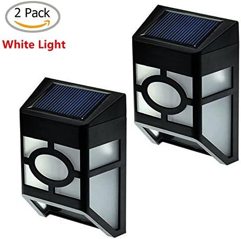 YINGHAO Solar Powered Deck Lights Wall Mount Waterproof Light Sensor Night Light Lamp Outdoor Lightings for Garden Fence Stairs Steps Patio Pond Pool,2 Pack (White Light)
