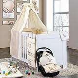 6 teiliges Luxus Bettset Prestij mit Stickerei in beige inkl. Babywickelauflage