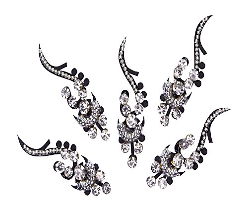 5 X SILVER BINDI GLITTER CRYSTAL SELF ADHESIVE DIAMANTE GEM BRIDAL TIKKA DOT BOLLYWOOD FESTIVAL (D13)