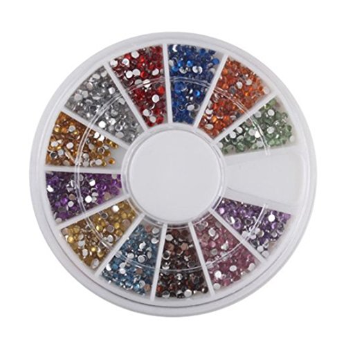 Nail rhinestone - TOOGOO(R)Rhinestones Nail Art Gems Mixed Colours Shapes in Case (1.5mm,1800pcs)