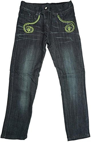 Girls Embroidered Pocket Distressed Crease Detail Denim Jeans sizes from 2 to 12 Years