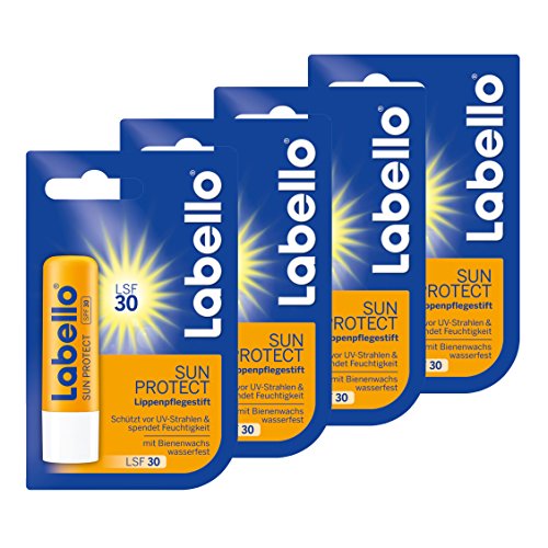 Labello Lippenpflege Sun Protect LSF 30, wasserfest, 4er Pack (4 x 1 Stück) - 4