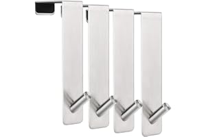 ARTOYS Türhaken zum einhängen 4.5cm,4 Stück Schwerer Türhaken geschmiedet aus Edelstahl 304 mit Schaumstoff Schutz,ohne Bohren Türgarderobe Garderobenhaken Türgarderobenhaken Kleiderhaken