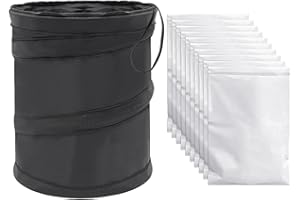 DHSBGWSX 1 Bidone Della Spazzatura Per Auto, 10 Sacchetti Per Spazzatura Autoadesivi, Bidone Della Spazzatura Pop-Up, Bidone Della Spazzatura Pieghevole, Organizer Per Auto E Cestino Portaoggetti