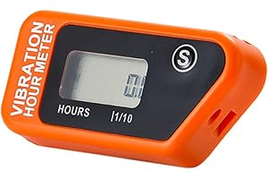 FOUNDOWN Digital Engine Stunde Meter komplett wasserfest zurücksetzbar Vibration Stunde kabellos für alle vibrierender Maschine Motocross Marine Motorrad 16B (Orange)