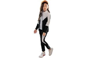 SXSHUN Ragazze Tuta da Jogging Bambini 2 pezzi Set Tuta Sportiva Giacca con Cappuccio+Pantalone Set di Abbigliamento