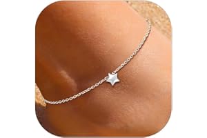ChicSilver 925 Sterling Silver Anklet Heart/Moon/Star/Bar/Round Charm Ankle Bracelet for Women Summer Beach Sandal Barefoot Jewelry(Gift Wrapped)