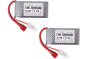 ZYGY 2PCS 7.4V 2000mAh T-Plug Batteria al litio per 9200 9200E 9202E 9203E 9204E 9205E 9206E 2995 YC300 HM101 25-DJ02 9125 S920 S921 HB101 WLtoys Batteria Drone della barca RC