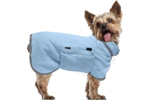 PetSmiler Hundebademantel - Saugfähiger Bademantel Hund mit Klett Hundebademantel Mittelgroße Hunde Trocknet Schnell Hunde Bademantel nach dem Baden, Schwimmen oder Spaziergang im Regen (Blau S)