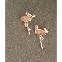 Selia Flamingo Ohrring Vogel Ohrstecker minimal rosegold brushed gebürstet Optik handgemacht Modeschmuck Schmuck, studs geschenk