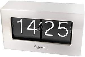‎EICHMÜLLER SINCE 1950 Eichmüller since 1950 Retro Flip Clock - Table Clock with Solid Metal Case - Silver