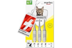 martec PET CARE Spot on für Katzen 3x1ml | 18 Wochen Schutz vor Milben, Flöhe, Zecken | Auf Pflanzlicher Basis | ab 4 Monaten | Zeckenabwehr | Schutz vor Milben | Flohmittel für Katzen