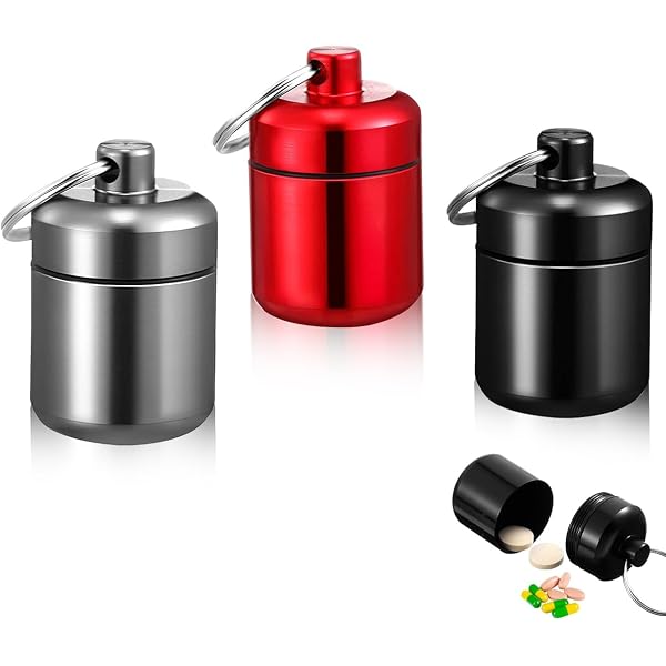 Mini Pill Box Keychain (3 Pack) - Waterproof Aluminium Alloy Pill Organizer For Travel - Portable Metal Pill Holder Case For Outdoor Activities | Buy Now With Express International Delivery-775789