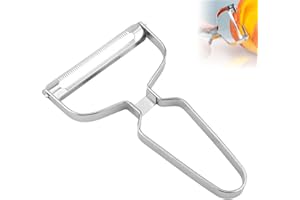 Biglumin Pelapatate extra larghezza 14x9,3x1 cm, manico antiscivolo per verdure, frutta, asparagi, patate, mele (argento)