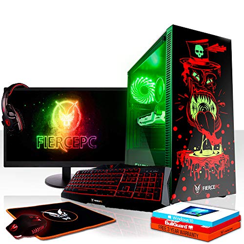 Fierce GOBBLER RGB Gaming PC Bundle - Fast 3.5GHz Quad-Core Intel Core i5 7400, 120GB SSD, 1TB HDD, 8GB, NVIDIA GeForce GTX 1060 3GB, Windows 10, Keyboard and Mouse, 21.5-Inch Monitor, Headset 822189
