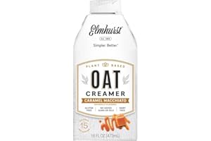 Elmhurst Caramel Macchiato Oat Creamer – Vegane Kaffeesahne mit feiner Karamellnote – Cremig und vielseitig – Perfekt für Kaffee, Tee, Desserts und mehr – 473 ml