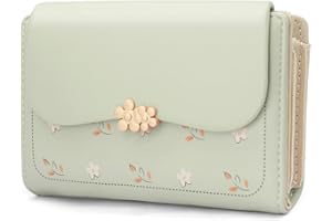 REETEE Portefeuille Femme en Cuir PU Porte Monnaie Femme Petit Format Porte Feuilles pour Femme avec 10 Porte Carte, Porte-Feuille Femmes Zippé Pochette à Monnaie (Vert)