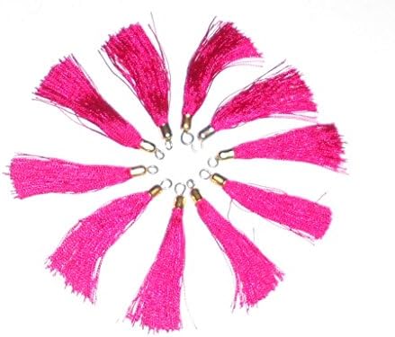 Goelx Silk Thread Tassels Popular Ready to Use with Cap for Jewelry Making, Keychains, Bags, Hangings, Torans, Garments, Art and Craft - Pack of 20 - Pink