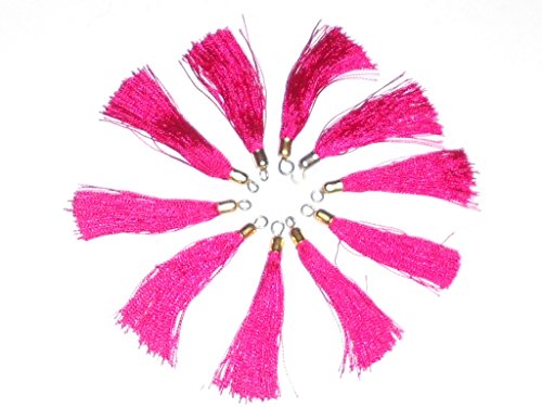 Goelx Silk Thread Tassels Popular Ready to Use with Cap for Jewelry Making, Keychains, Bags, Hangings, Torans, Garments, Art and Craft - Pack of 20 - Pink