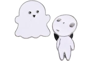 EHDWXVZM 2 Spille Fantasma dei Cartoni Animati, Spilla Principessa Mononoke, Spilla di Halloween, Spilla per Bambini, Oggetti Decorativi Divertenti, Simpatico Distintivo in Metallo