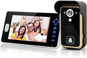 SIMBAILAI 7 Pouces Vidéo Interphone Visiophone Portier sans Fil,500M de Distance,Détection de Mouvement(PIR),La Fonction de Vision Nocturne,Extérieur IP55,Surveillance Active,Doorbell sans Fil