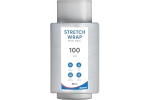 UK SUPPLIES LIMITED 1 Roll Clear Mini Stretch Shrink Wrap 100mm x 150m x 17 Micron (All Pack Sizes) Strong & Multi Use Tear Resistant Easy to Use Pallet Stretch Wrap Water & Moisture Proof Cling Film
