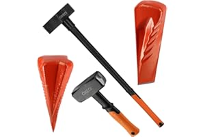OXEO Kit fendeur de bûche Manuel Bois - 4 Outils - 2 Coins à Bois éclateur Acier forgé - 1 fendeur Grand Manche 4.6 Kg - 1 massette