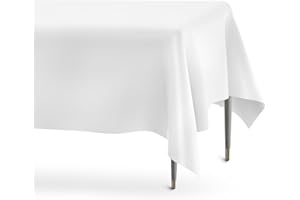 LDYLLICSTYLE White Party Table Cloth, Christmas & Birthday Decorations - 274cm X 137cm 2 Waterproof Wipe Clean Plastic Pieces