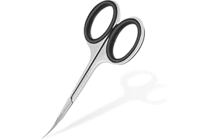 CGBE Präzise Nagelhautschere mit Gebogener Spitze, Rutschfeste Silikon Fingerlöcher, Extra Scharfer und Dünner Klinge, Scharfe Hautschere aus Edelstahl mit für Nagelhautpflege, Schwarz