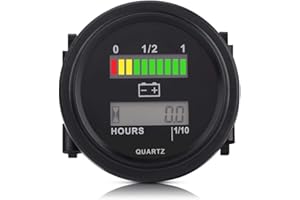 AKOZON Jauge d'indicateur de batterie numérique de 12V / 24V / 36V / 48V / 72V LED avec compteur d'heures pour voiturette de indicateur de batterie 12v