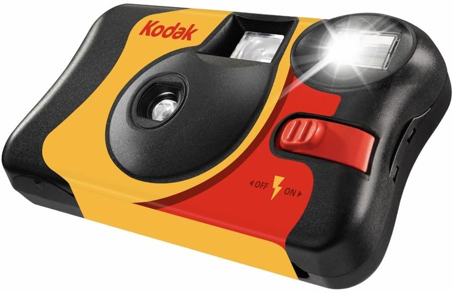 Kodak Fun Saver 27 + 12 3920949 tek kullanımlık kamera (3 m flaş aralığı, 135 film formatı, 800 film hassasiyeti (ISO), 39 adet resim) sarı/gri/kırmızı
