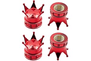 4 Pack Universal Tire Valve Stem Caps, 17mm Crown Design Dust Covers with O-Ring Seal for Car, SUV, Motorcycle, Bike and Truck, Red
