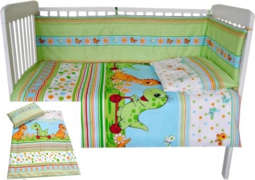 Babies-Island A 6 Piece Bedding Set For Baby/Toddler To Fit Cot/Cot Bed 120X60 140X70 160X70 - Green Dinosaurs - Size : 120x150 cm