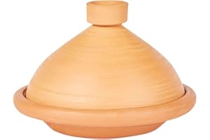 MARRAKESCH ORIENT & MEDITERRAN INTERIOR Marokkanische Tajine Topf zum Kochen | Schmortopf Unglasiert Tuareg Ø 31cm für 3-5 Personen | inklusive Rezepte und Gebrauchsanweisung | ORIGINAL Tontopf handgetöpfert aus Marokko